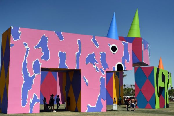 Festival goers walk around the Is This What Brings Things Into Focus? art installation, by Joanne Tatham and Tom O'Sullivan, during the Coachella Valley Music and Arts Festival at the Empire Polo Club in Indio, CA., Saturday, April 15, 2017. (Staff photo by Jennifer Cappuccio Maher/The Sun/SCNG)
